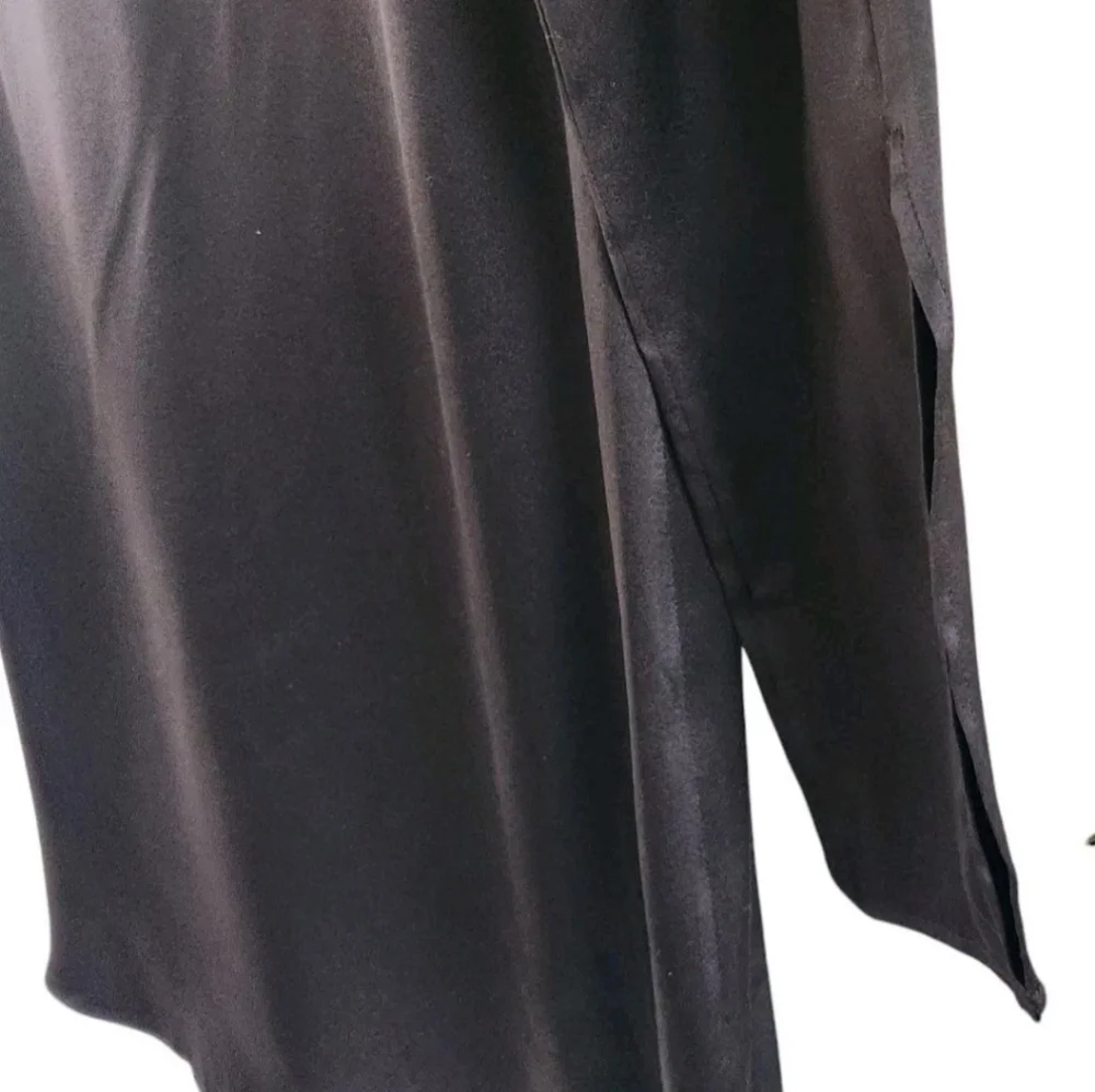 Banana Republic Black Abril Silk Mini Dress Slit Sleeves Womens Size XXS NEW - Picture 6 of 11